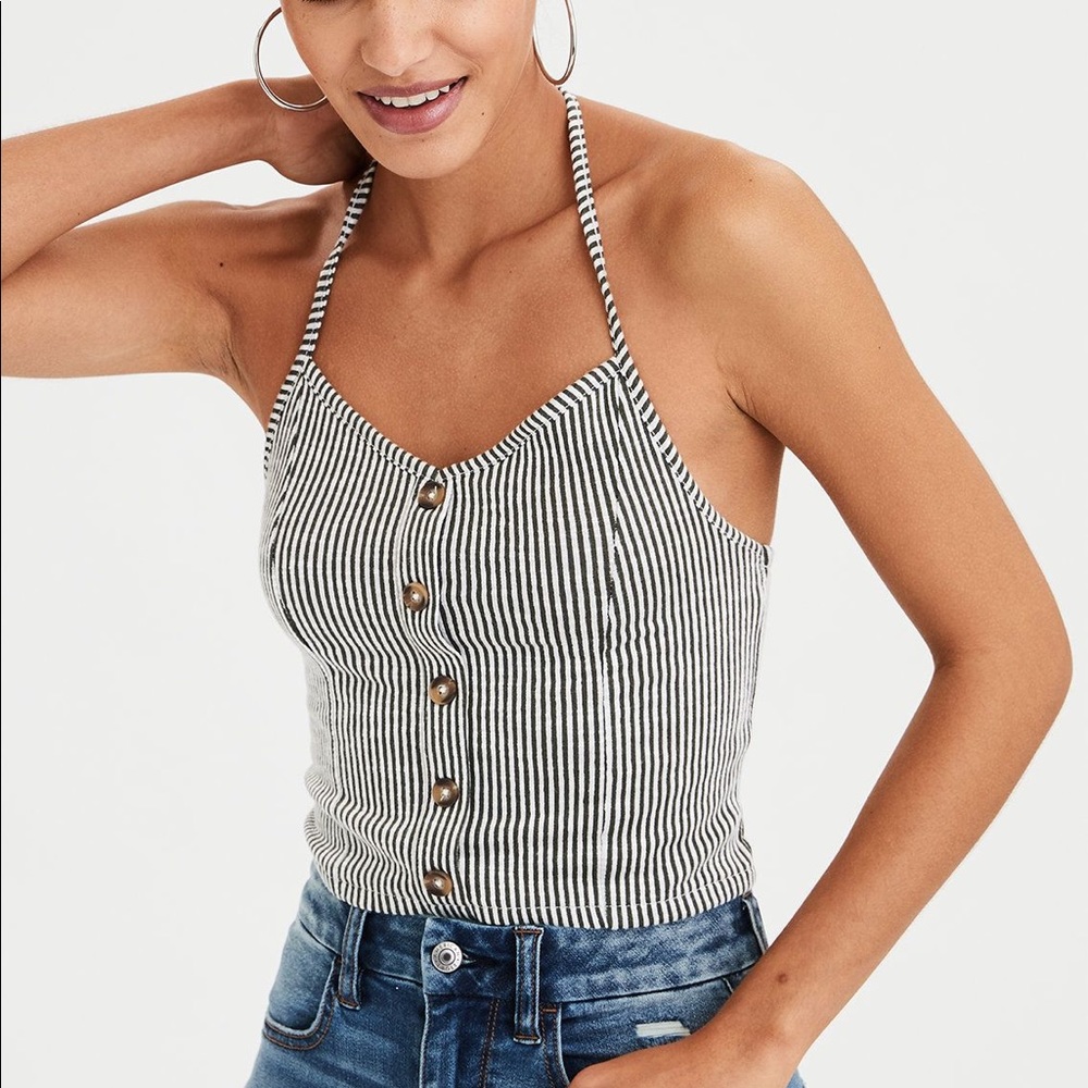 AE Button Up Halter Top🍃